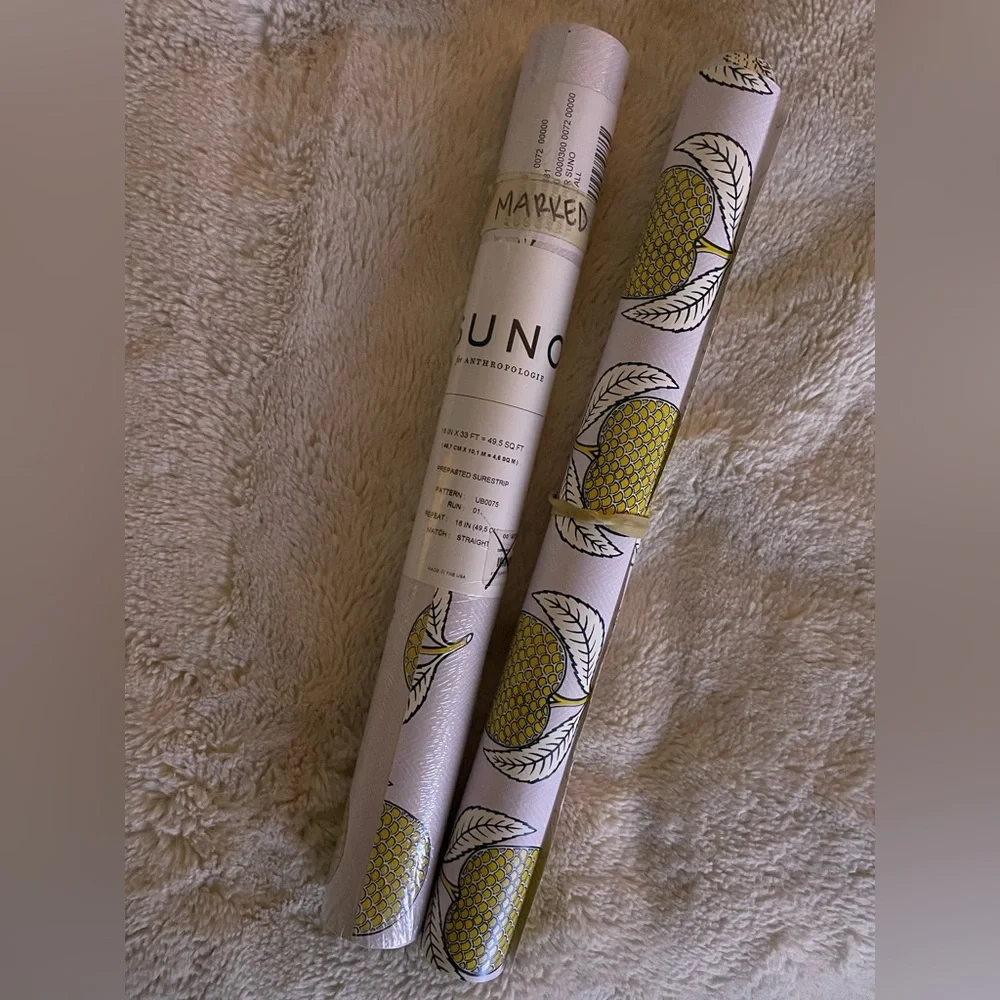 1.75 Rolls of SUNO for Anthropologie Designer Lemon Wallpaper- Retail $199/each